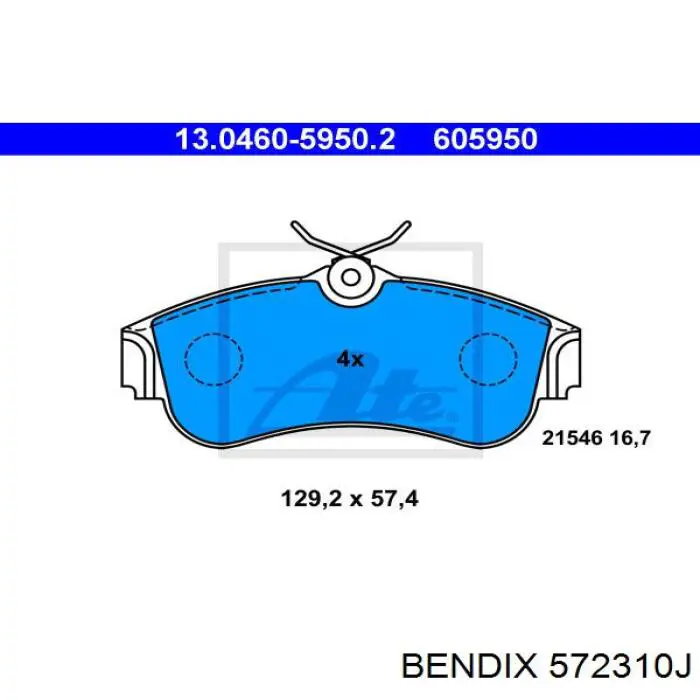 Передні тормозні колодки 572310J Jurid/Bendix