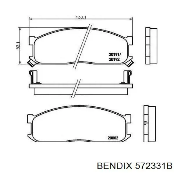 Колодки гальмівні передні, дискові 572331B Jurid/Bendix