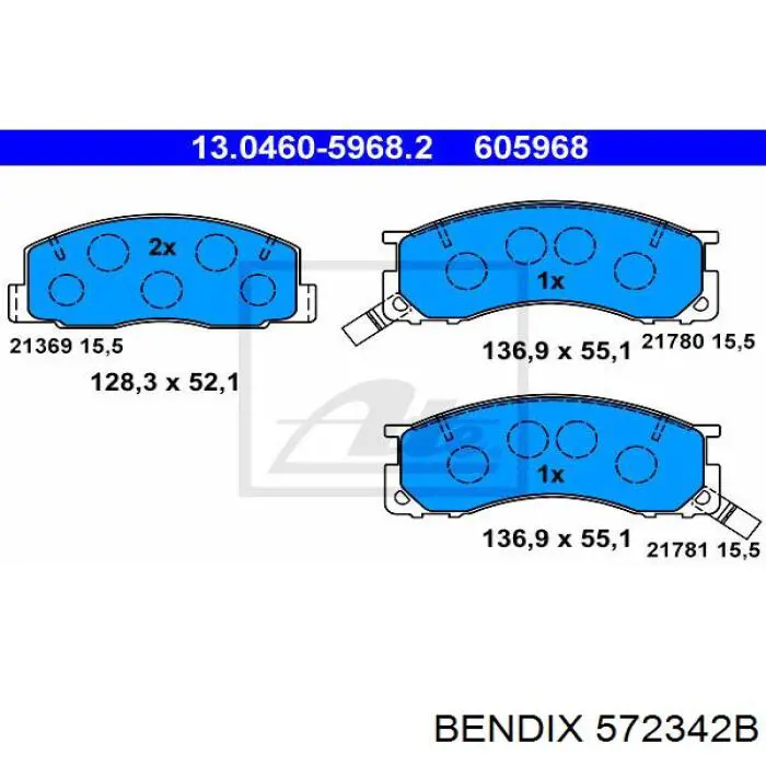 572342B Jurid/Bendix колодки гальмівні передні, дискові
