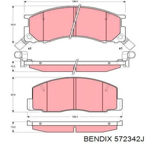 Передні тормозні колодки 572342J Jurid/Bendix