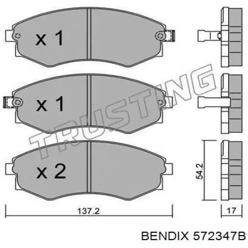 572347B Jurid/Bendix колодки гальмівні передні, дискові