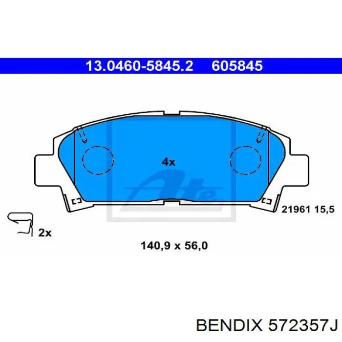 572357J Jurid/Bendix колодки гальмівні передні, дискові