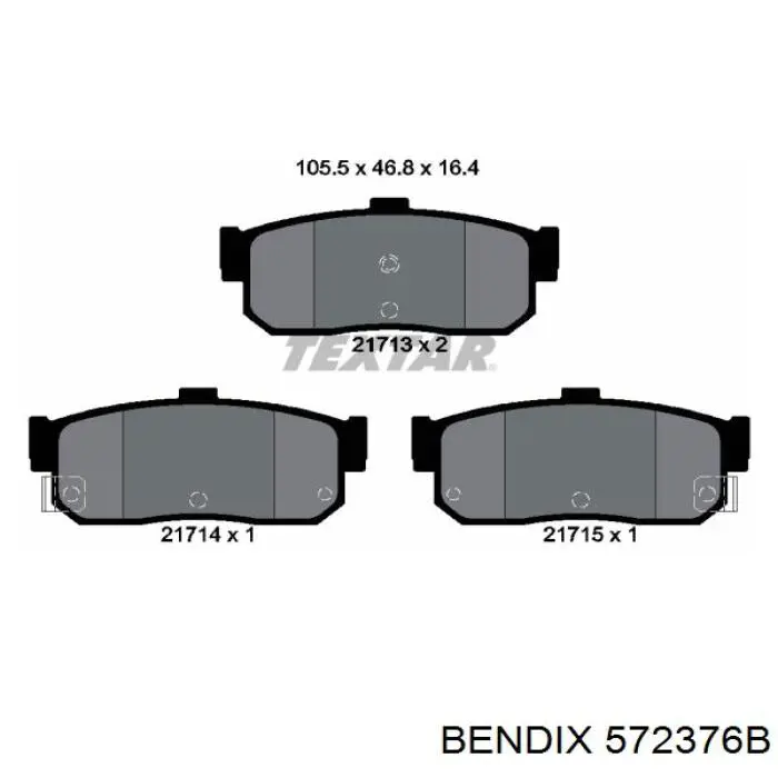 572376B Jurid/Bendix колодки гальмові задні, дискові