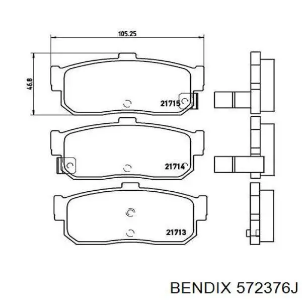 Колодки гальмові задні, дискові 572376J Jurid/Bendix