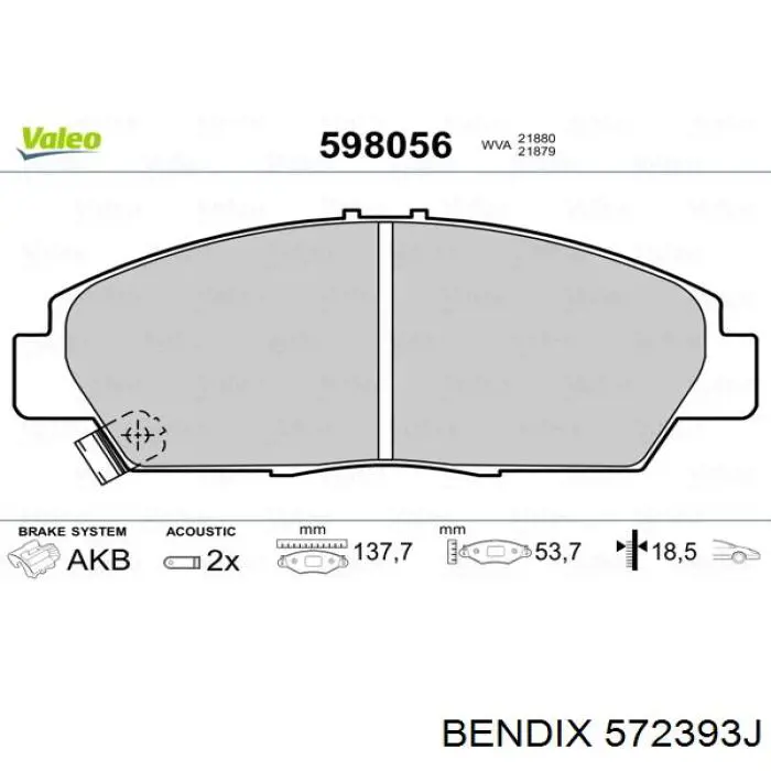 Купити 572393J Jurid/Bendix Колодки гальмівні передні, дискові