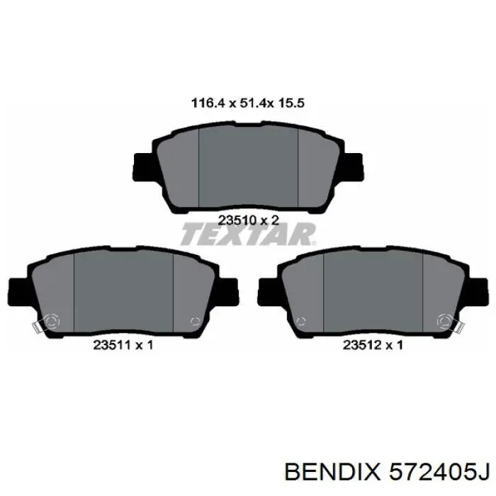 Гальмівні колодки Jurid/Bendix 572405J ціна, від 14.66 USD