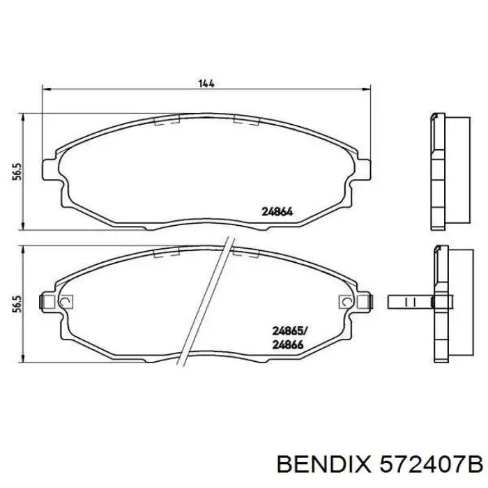 572407B Jurid/Bendix колодки гальмівні передні, дискові