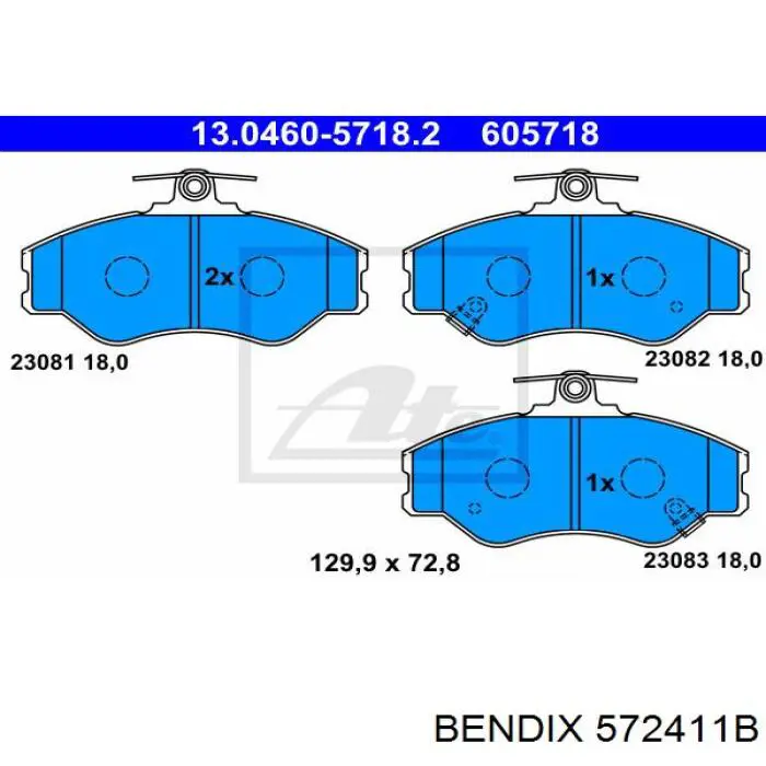 572411B Jurid/Bendix Передні гальмівні колодки