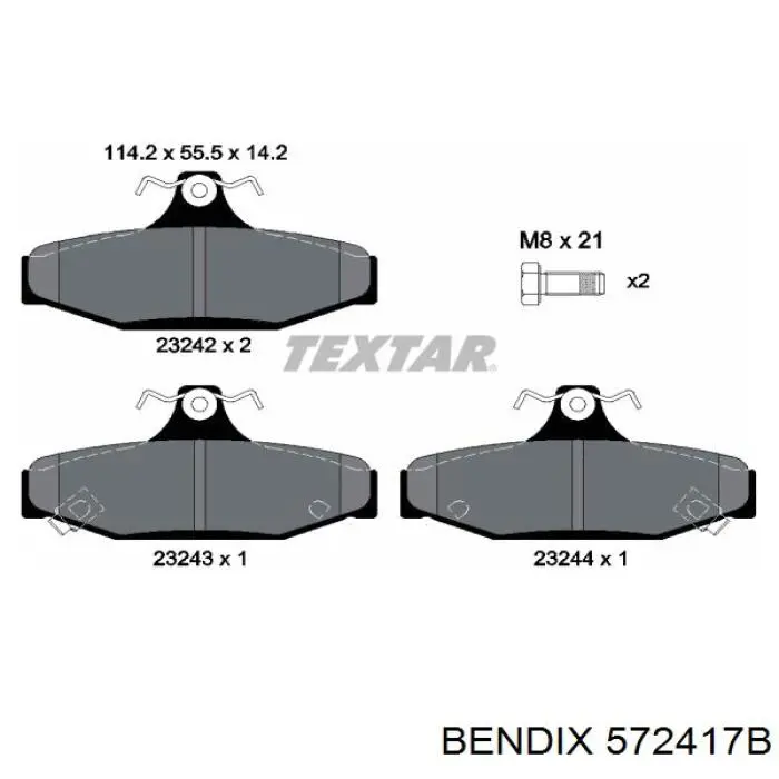 Колодки гальмові задні, дискові 572417B Jurid/Bendix