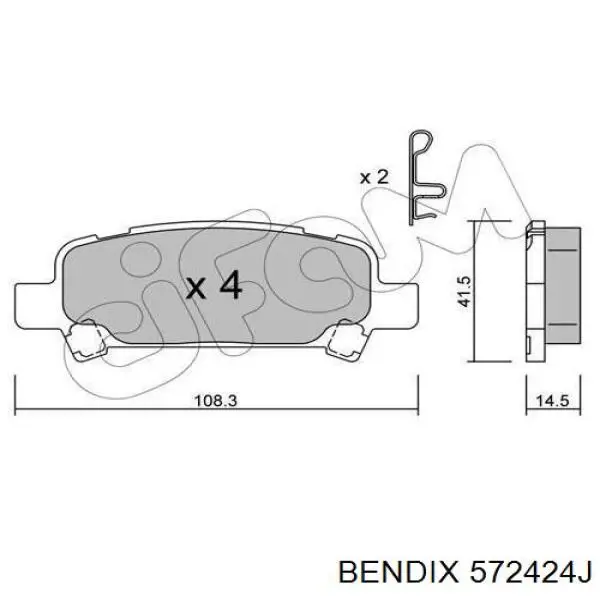 572424J Jurid/Bendix Колодки гальмівні задні, дискові