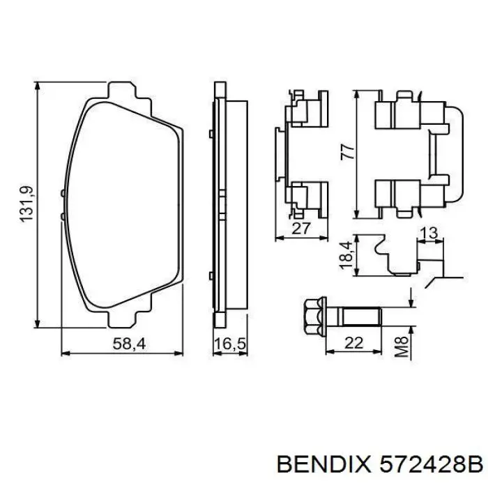 Купити 572428B Jurid/Bendix Колодки гальмівні передні, дискові