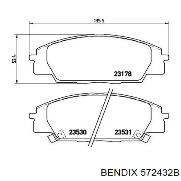 572432B Jurid/Bendix Передні гальмівні колодки
