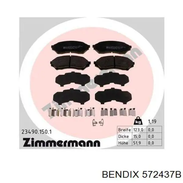 Гальмівні колодки Jurid/Bendix 572437B ціна, від 15.56 USD