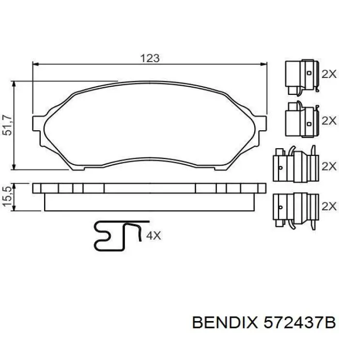 572437B Jurid/Bendix Передні гальмівні колодки