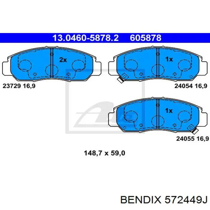 Купити 572449J Jurid/Bendix Колодки гальмівні передні, дискові