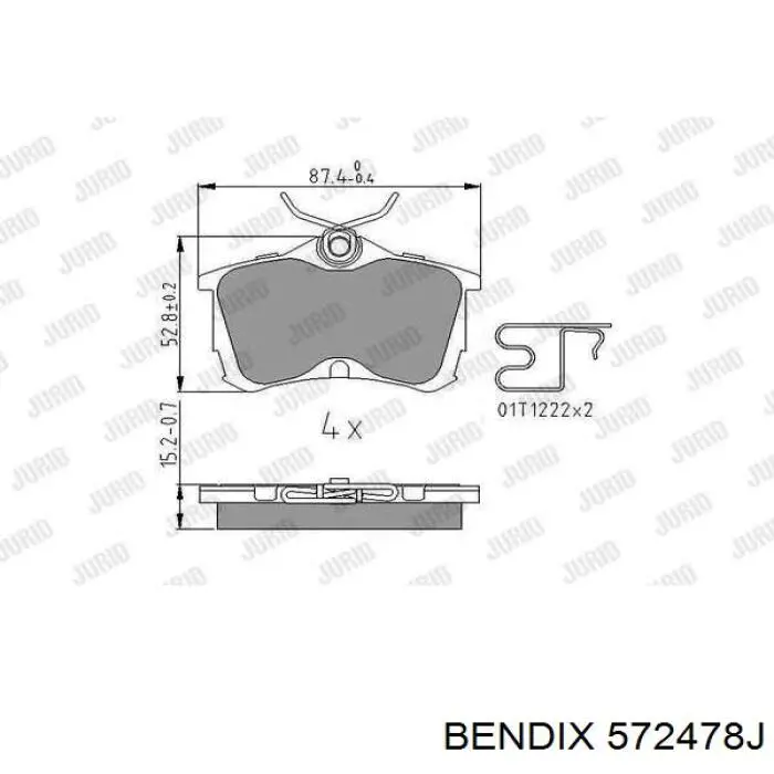 Колодки гальмові задні, дискові 572478J Jurid/Bendix