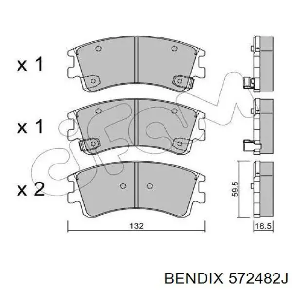 572482J Jurid/Bendix колодки гальмівні передні, дискові