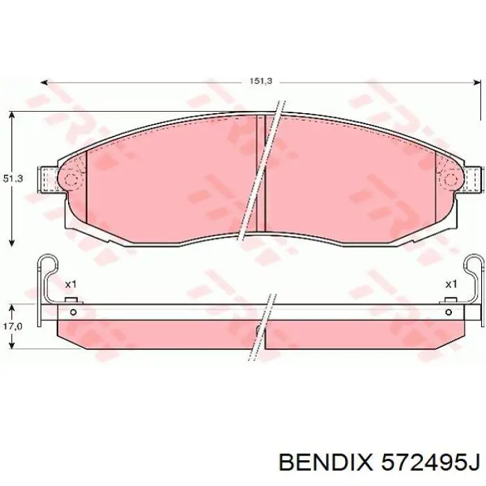 Передні тормозні колодки 572495J Jurid/Bendix