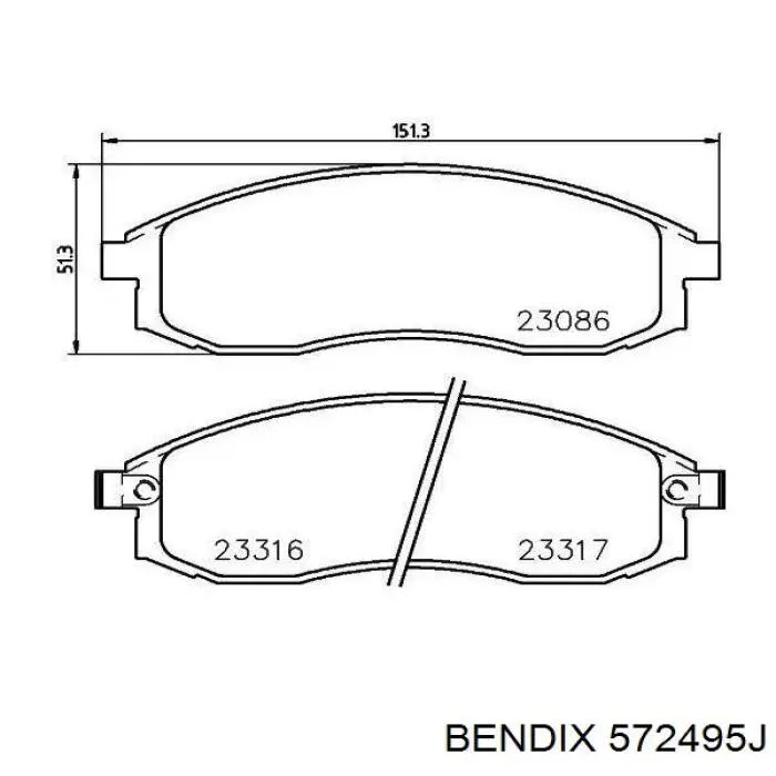 Колодки гальмівні передні, дискові 572495J Jurid/Bendix