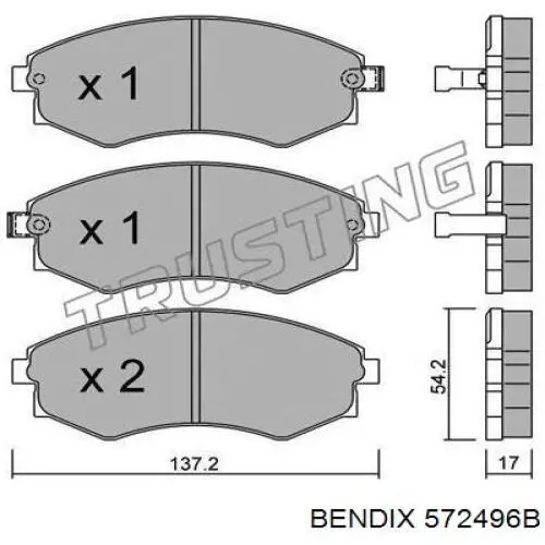 572496B Jurid/Bendix колодки гальмівні передні, дискові