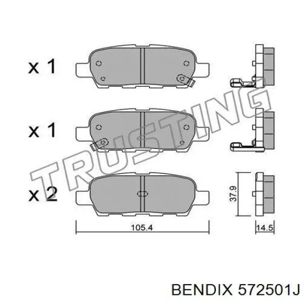 Купити 572501J Jurid/Bendix Задні колодки