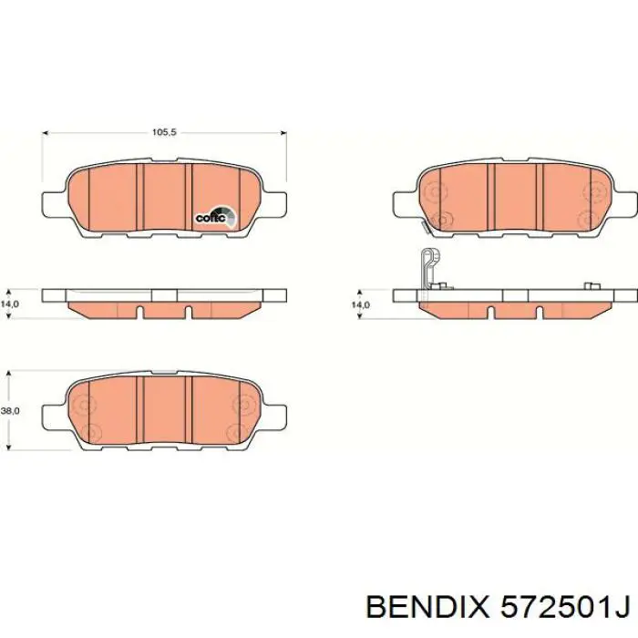 Задні гальмівні колодки 572501J Jurid/Bendix