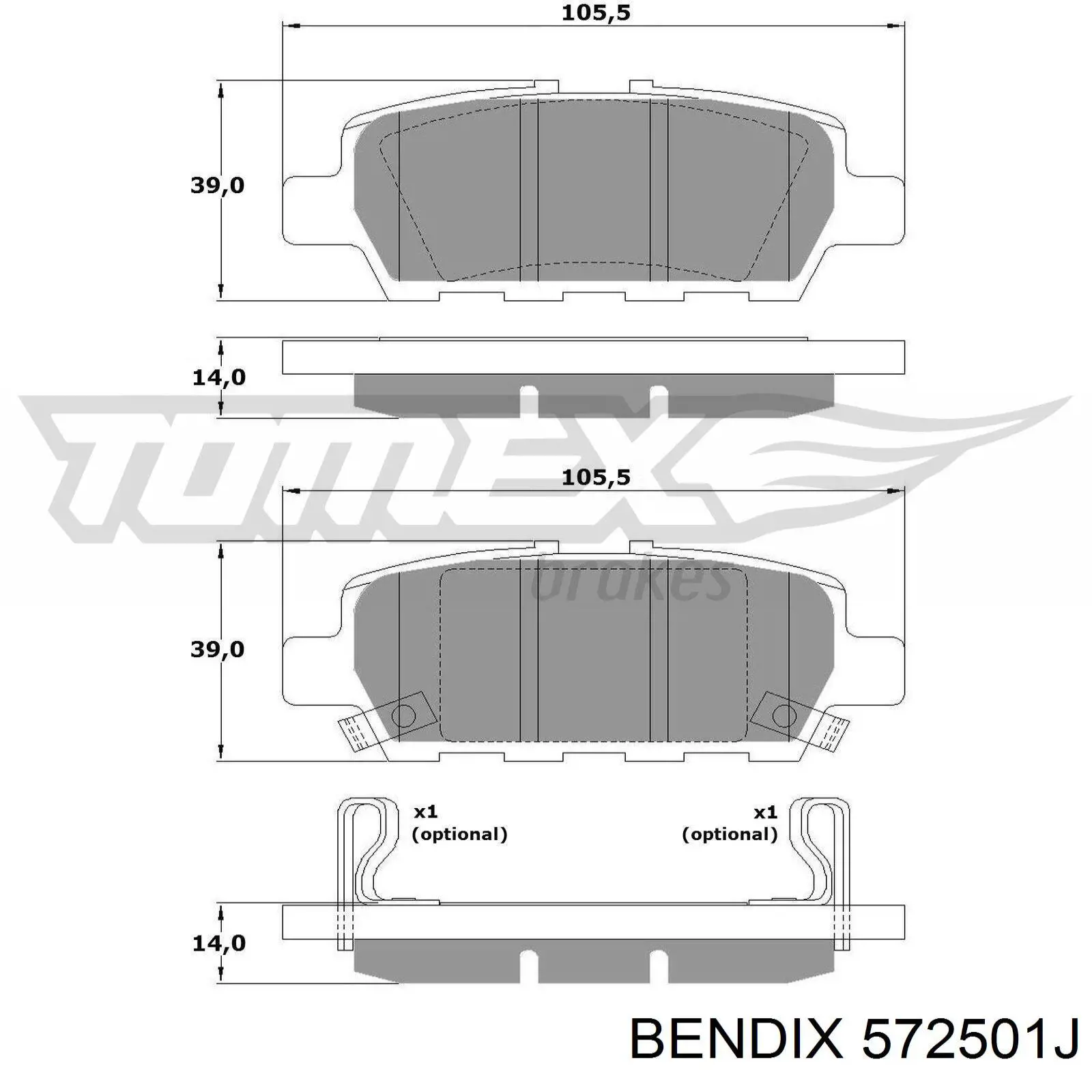 Задні гальмівні колодки Jurid/Bendix 572501J ціна, від 23.04 USD