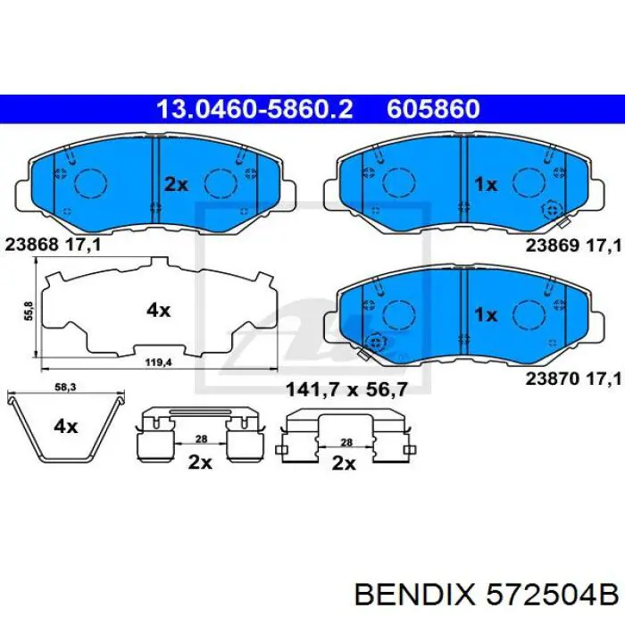 Купити 572504B Jurid/Bendix Колодки гальмівні передні, дискові