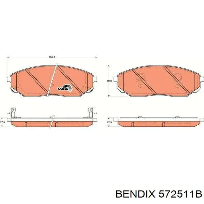 Гальмівні колодки Jurid/Bendix 572511B ціна, від 25.31 USD