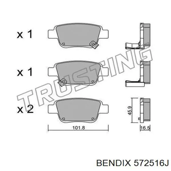 Купити 572516J Jurid/Bendix Задні колодки