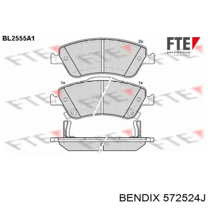 Купити 572524J Jurid/Bendix Колодки гальмівні передні, дискові