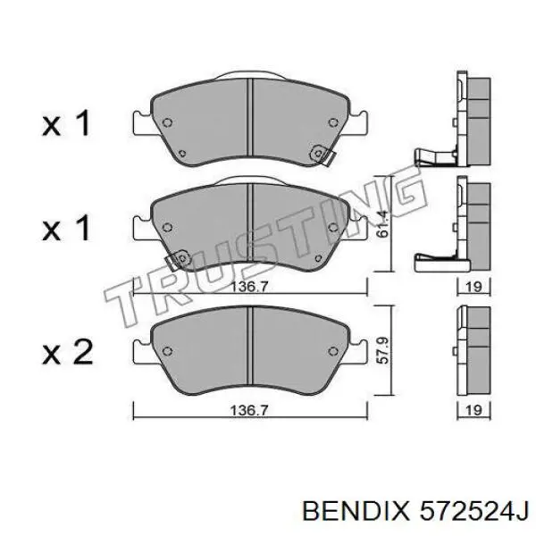 572524J Jurid/Bendix Передні гальмівні колодки