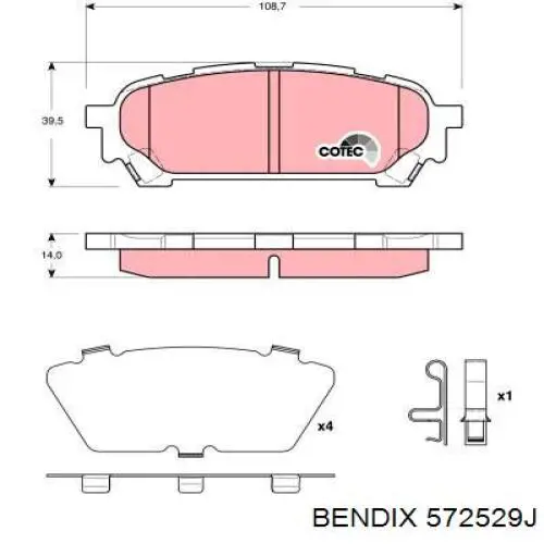 Задні дискові колодки Jurid/Bendix 572529J