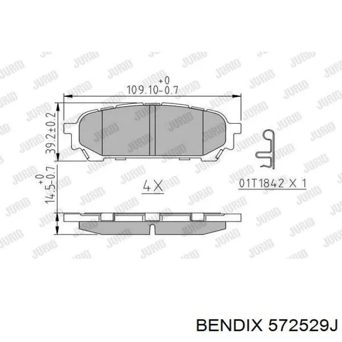 Колодки гальмові задні, дискові 572529J Jurid/Bendix