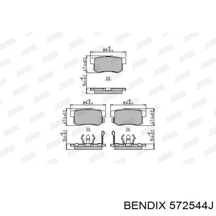 Задні дискові колодки Jurid/Bendix 572544J