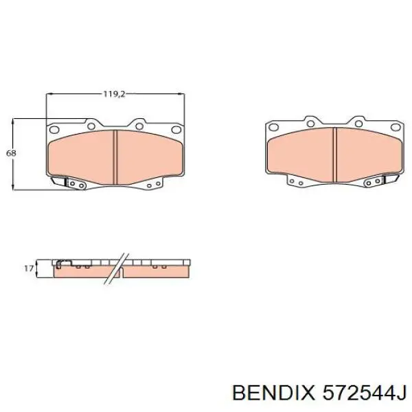 572544J Jurid/Bendix колодки гальмові задні, дискові