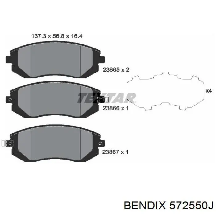 572550J Jurid/Bendix Передні гальмівні колодки
