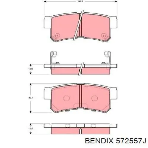 Задні гальмівні колодки Jurid/Bendix 572557J ціна, від 20.42 USD