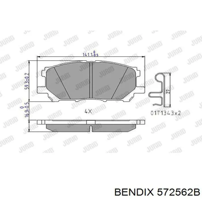 Колодки гальмівні передні, дискові 572562B Jurid/Bendix