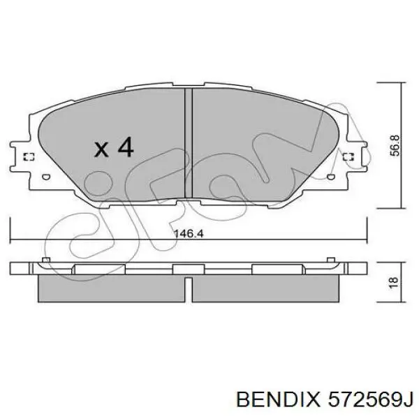 Передні тормозні колодки 572569J Jurid/Bendix