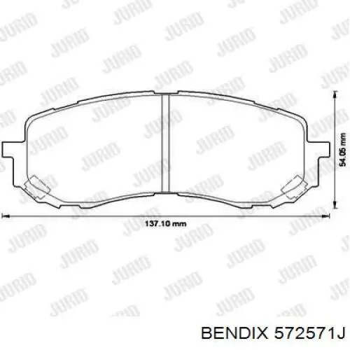 Колодки гальмівні передні, дискові 572571J Jurid/Bendix