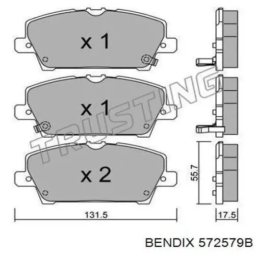 572579B Jurid/Bendix Передні гальмівні колодки