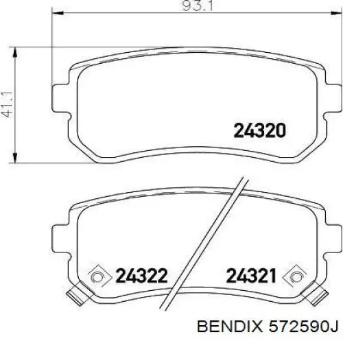 572590J Jurid/Bendix Колодки гальмівні задні, дискові