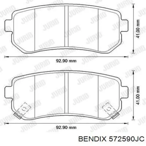 Колодки гальмові задні, дискові 572590JC Jurid/Bendix