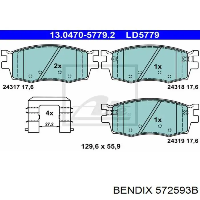 Гальмівні колодки Jurid/Bendix 572593B ціна, від 16.12 USD