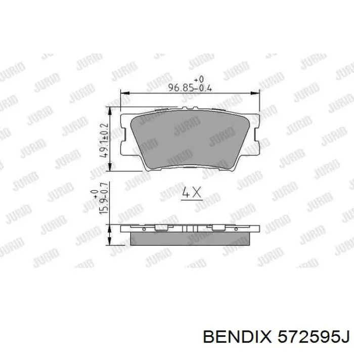 572595J Jurid/Bendix колодки гальмові задні, дискові