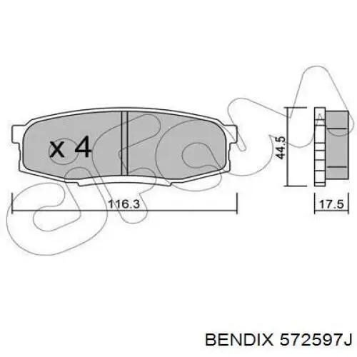 572597J Jurid/Bendix Колодки гальмівні задні, дискові