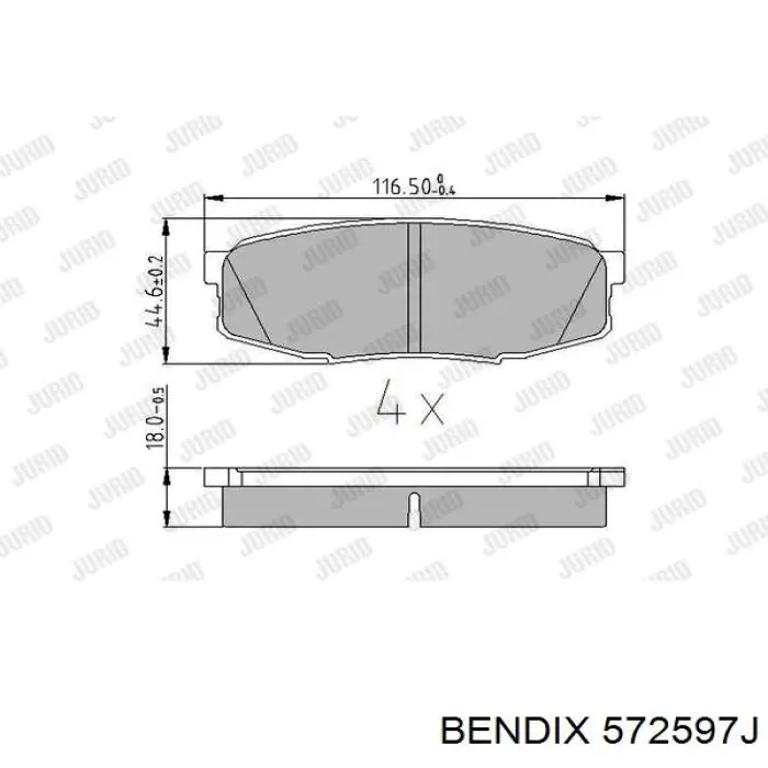 572597J Jurid/Bendix колодки гальмові задні, дискові
