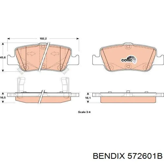 Колодки гальмові задні, дискові 572601B Jurid/Bendix