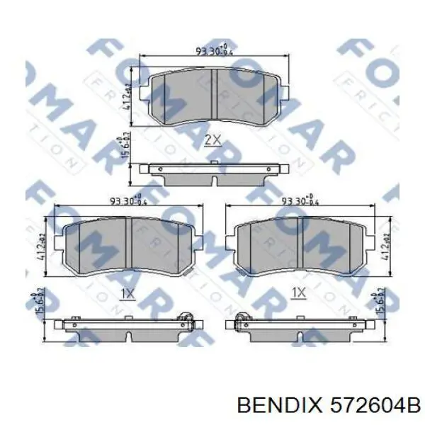572604B Jurid/Bendix Колодки гальмівні задні, дискові